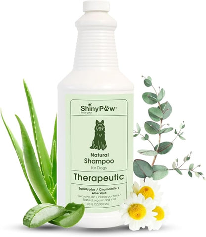 Shiny Paw Dog Shampoo Itchy Skin Relief | Hypoallergenic Dog Wash | Eucalyptus, Chamomile & Aloe Vera | Dog Shampoo Sensitive Skin & Smelly Dogs | (32 oz, Eucalyptus, Chamomile & Aloe Vera)