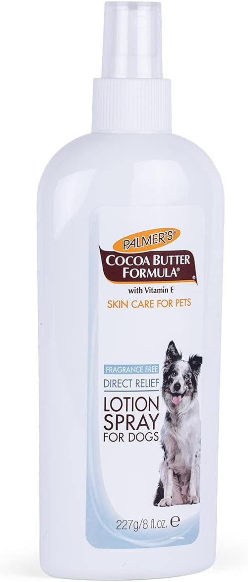 Palmer's for Pets Cocoa Butter Formula Direct Relief Lotion Spray for Dogs with Vitamin E | Fragrance Free Dog Lotion for Dry Itchy Skin | Palmer's Spray On Lotion for Dogs - 8 oz (FF15584)
