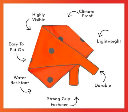 SPOT THE DOG! Reflective Dog Bandanas - High Visibility Safety Dog Accessories for Small, Large Dogs, Orange Collar, Scarf, Kerchief, Bib for Hunting, Camping, Walking at Night (Blaze Orange, XS-S)