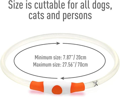 Colaseeme LED Dog Collar, Light Up Dog Collar 1 Count USB Rechargeable TPU Glow Safety Dog Necklace Light, Dog Lights for Medium Large Dogs (Orange)