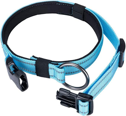 EXCELLENT ELITE SPANKER Reflective Dog Collar Classic Soft Padded Breathable Nylon Adjustable Pet Collar with Quick Release Buckle for Boy Girl Male Female Puppies Small Medium Large Dogs(LBLU-M)
