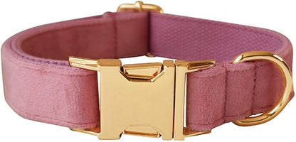 JAY D.L Dog Collar and Leash Set，Soft & Comfy Velvet Dog Collars with Heavy Duty Metal Buckle and Matching Lead Adjustable for Small Medium Large Dogs (XLarge, Pink)