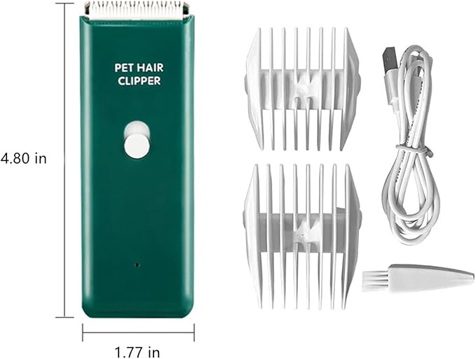 Tileon Dog Clippers,Quiet Washable USB Rechargeable Cordless Dog Grooming Kit,Electric Pets Hair Trimmers Shaver Shears for Dogs and Cats Green