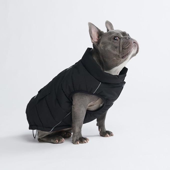 Spark Paws Dog Winter Jacket, Water-Resistant Coat, Warm Reflective Windproof Fleece-Interior, for Medium and Large Dogs - Black - L