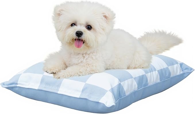 UWELL PETS Dog Bed with Removable Washable Cover for Small Dogs Deluxe Plush Dog Crate Beds Comfy Kennel Pad Waterproof Lining and Blue Gel Memory Foam Memory Foam（Blue 30 * 20 * 4in）