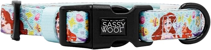 Sassy Woof Dog Collar Disney Princess Little Mermaid Ariel - M, Adjustable, Durable, Comfortable and Stylish Pet Accessories for Medium Dogs - Officially Licensed