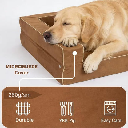 Mama halo Oversized Human Dog Bed & Orthopedic Big Dog Bed, Actual Firm Foam Support, Waterproof Durable Cool Fabric, Smooth Zipper, Joint Relief Bed for Giant Dog, 60"x48" (Mocca Mousse, XX-Large)