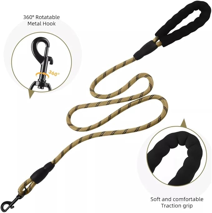 Dog Harness No Pull Adjustable Reflective,for Medium and Large Small Dog with Leash 59.06in (Khaki, S)