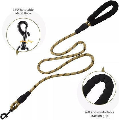 Dog Harness No Pull Adjustable Reflective,for Medium and Large Small Dog with Leash 59.06in (Khaki, S)