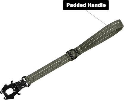 ICEFANG Short Dog Leash 25Inch Reflective Nylon Traffic Leash with Padded Handle,Heavy Duty Auto Lock Swivel Clip for Medium Large Dogs No Pull Training Walking (Green, 25 Inch)