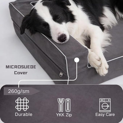 Mama halo Oversized Human Dog Bed & Orthopedic Big Dog Bed, Actual Firm Foam Support, Waterproof Durable Cool Fabric, Smooth Zipper, Joint Relief Pet Bed for X-Large Dog, 52" x 34" (Gray, X-Large)