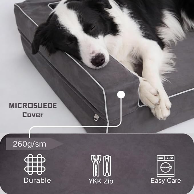Mama halo Oversized Human Dog Bed & Orthopedic Big Dog Bed, Actual Firm Foam Support, Waterproof Durable Cool Fabric, Smooth Zipper, Joint Relief Pet Bed for X-Large Dog, 52" x 34" (Gray, X-Large)