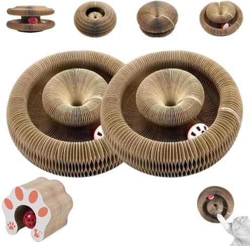 Comasua Cat Toy,Magic Organ Cats Scratcher Board,Foldable Accordion Toys with Ball (2pc)