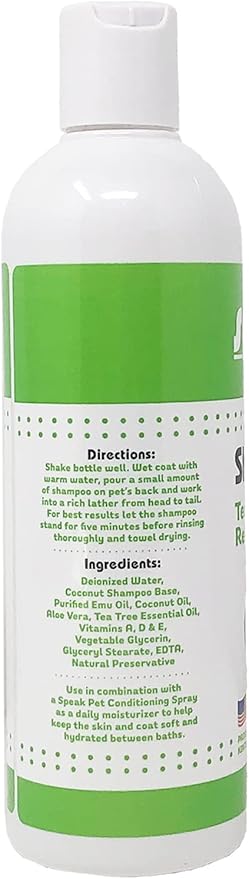 Speak Pet Products Natural Dog Shampoo, Tea Tree Relief, 17oz