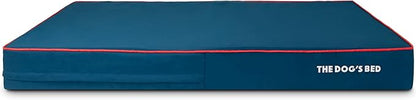 The Dog’s Bed Orthopedic Cooling Memory Foam Dog Bed, XXL Blue & Red Trim, Pain Relief for Arthritis, Hip & Elbow Dysplasia, Post Surgery, Lameness, Supportive, Washable Cover, Veterinary Approved