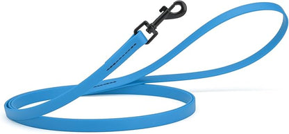 Dogline Biothane Waterproof Dog Leash 2/4/6 Ft Strong Coated Nylon Webbing with Black Hardware Odor-Proof Easy to Clean High Performance for Small or Large Dogs Made in USA, Cerulean Blue