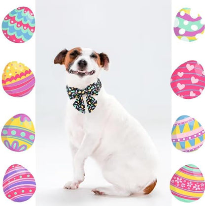 Unique style paws Easter Dog Collar with Bow Easter Eggs Chicken Collar with Flower for Small Medium Large Boys Girls Dogs