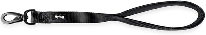 Hyhug Premium Heavy Duty Nylon 18 Inch Short Leash with Soft Cushioned Padded Handle for Giant Large Medium Boy and Girl Dogs - Daily Use Walking, Professional Training. (18 Inches, Black)