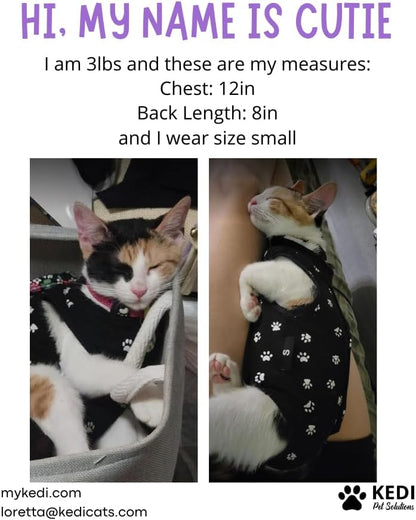 Kitten Recovery Suit Female, Kitten Onesie After Spay, Cat Surgery Suit Female After Surgery, Cone alternatives for Cats (Pink, Small)