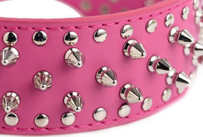 Serijoars Spiked Studded Dog Collar, PU Leather Dog Collar, Adjustable Pet Collars for Medium or Large Breed Pet (M, Black)