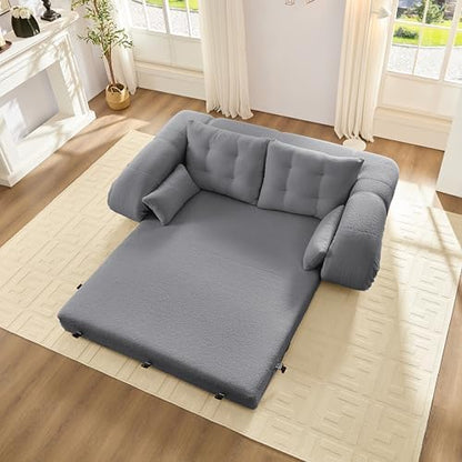 KEIKI 78.7" Foldable Human Dog Bed, 3-in-1 Multi-Functional Sleeper Sofa Bed, Teddy Fabric Foam-Filled Convertible Floor Couch for Living Room, Guest Room, Playroom, Grey
