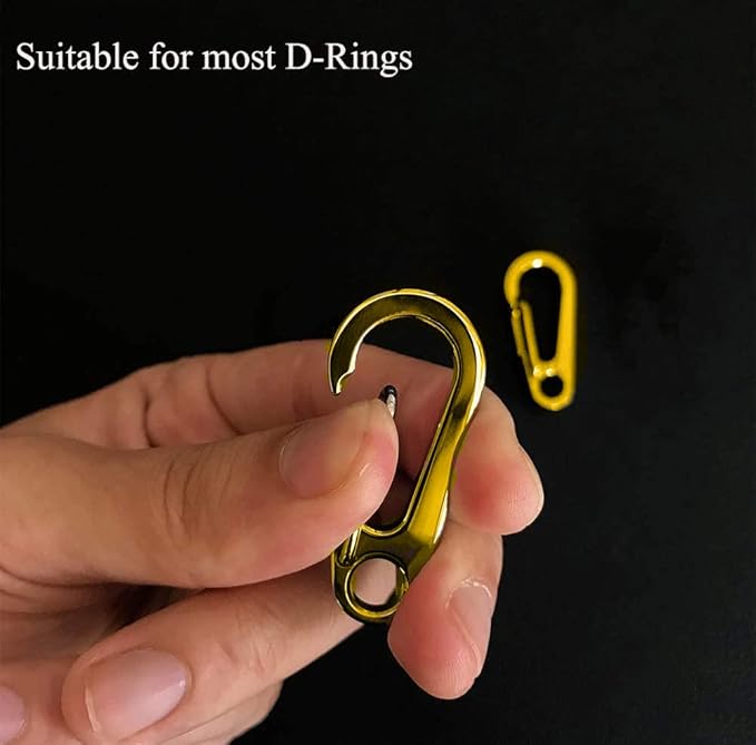 Dog Tag Clips / 2 Pack/Multiple Size 304 Stainless Steel Quick Clip with Rings/Easy Change Dog Cat ID Tag Holder for Small pet Collars and Harnesses.(2 Medium Gold)