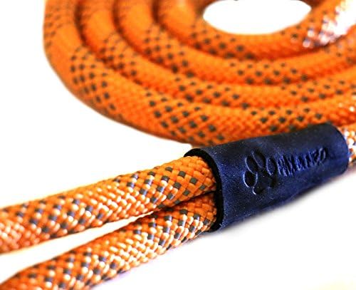 Max and Neo Rope Leash Reflective - 6 FT x 1/2" (Orange, Donates to Dog Rescue)