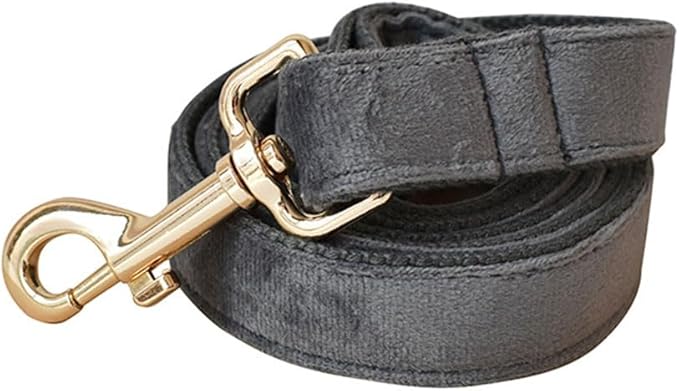 JAY D.L Dog Collar and Leash Set，Soft & Comfy Velvet Dog Collars with Heavy Duty Metal Buckle and Matching Lead Adjustable for Small Medium Large Dogs (Small, Dark Grey)
