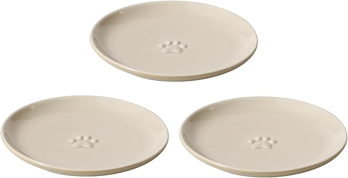 Havniva 6.1'' Ceramic Wide Cat Dishes, Set of 3 Ceramic Cat Bowls, Indoor Kitten Feeding Wet & Dry Shallow Food Dish Anti Whisker Fatigue(3 Pcs)