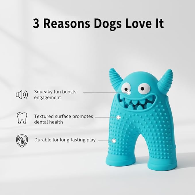 LOS ANDES Squeaky Dog Toys for Medium Small Dogs, Cute Monster Pet Toy, Silicone Toy with Interactive Squeaker to Kill Boring Time