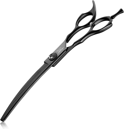 JASON Dog Thinners for Grooming - 7" Down-curved Blender Scissors, Japanese 440C Stainless Steel Dog Grooming Thinning Shears with Adjustable Screw Black