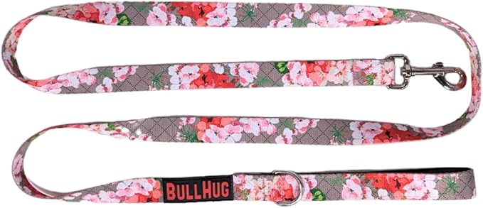 BULLHUG 6 FT Bulldog Leash with Padded Handle. Perfect for Bulldogs, French Bulldogs, Pugs & All Breeds. Leashes for Walking, Training Lead for Bulldogs (Pink Floral)