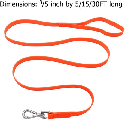 Waterproof Dog Training Leash 50FT 30FT 15FT 10FT 5FT Heavy Duty Recall Long Lead for Large Medium Small Dogs (30FT, Orange)