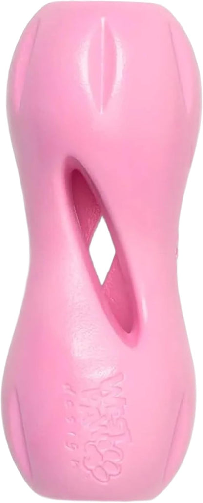 WEST PAW Zogoflex Qwizl Dog Puzzle Treat Toy – Interactive Chewing for Dogs – Dispenses Pet Treats – Brightly-Colored Dog Enrichment Toy for Aggressive Chewers, Fetch, Catch, Large 6.5", Bubblegum