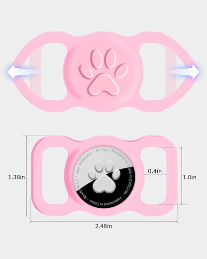 Dynmeow Dog Cat Collar Holder Compatible with Airtag, Anti-Lost Silcione Holder for 3/4-1" inch Wide Collar, Pink, M(1 Pack)