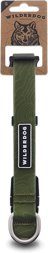 Wilderdog Waterproof Dog Collar – Repels Water & Dirt – Small 11"-15" – Olive