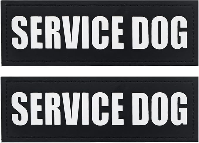 2Pack Service Patches, Removable Harness Patch for Dogs, Vest Patches With Hook Backing, in Training Patch, Black, Service Dog-L