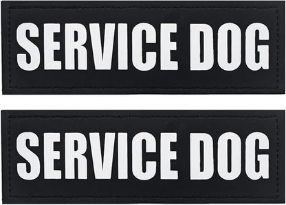 2Pack Service Patches, Removable Harness Patch for Dogs, Vest Patches With Hook Backing, in Training Patch, Black, Service Dog-L