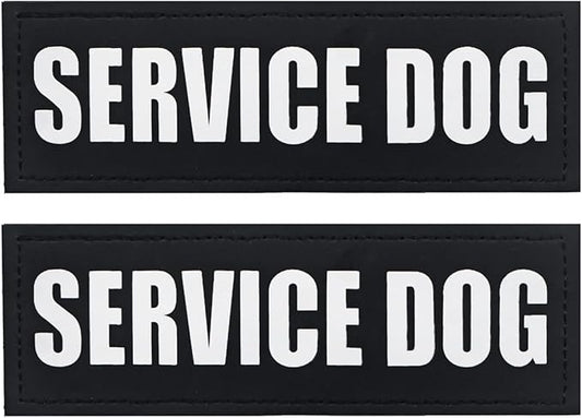 2Pack Service Patches, Removable Harness Patch for Dogs, Vest Patches With Hook Backing, in Training Patch, Black, Service Dog-L