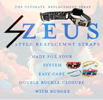 Sparky Pet Co -Zeus ECollar Replacement Strap - Bungee Loop Dog Collar - Waterproof Biothane - Adjustable - Double Buckle - Quick Snap Metal Clasp - for Invisible Fence Systems - 1"x 30" Green Camo