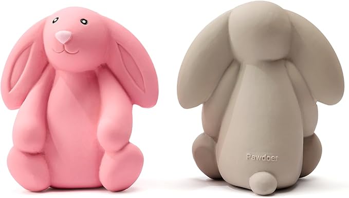 Pawdoer Squeaky Dog Toys for Medium Dogs, Soft Latex Bunny Squeaky Dog Ball, Cute Funny Squeak Rabbit Pet Toys