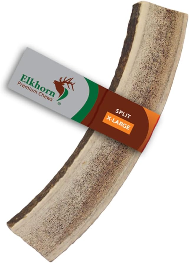 Elkhorn Premium Chews – X Large Split Single Pack (for 50+ lb Dogs) Premium Grade Elk Antler for Dogs (1 Piece) Sourced in The USA