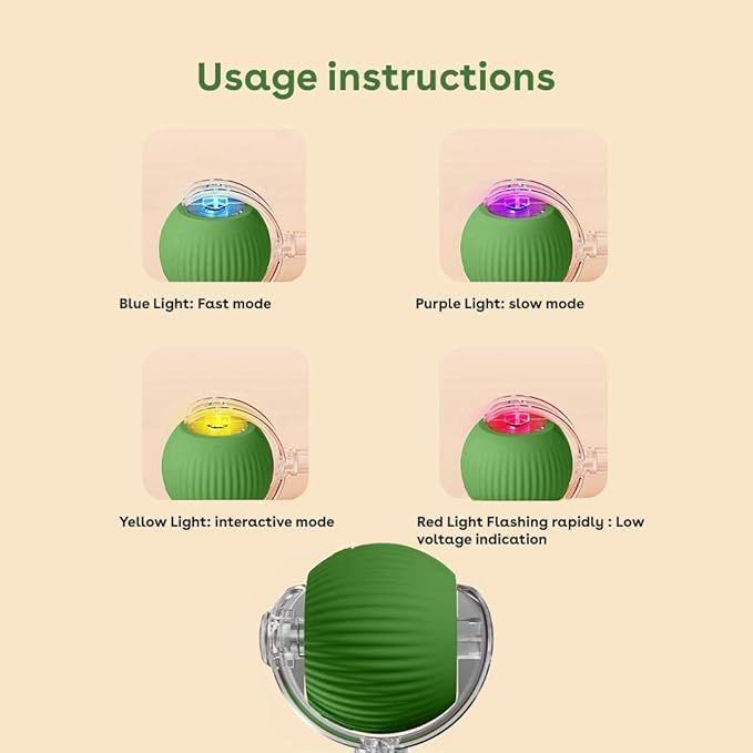 NatureTails Interactive Cat Toys for Indoor Cats,The 3rd Generation Agile Moving Cat Ball with Elastic Mesh Tail,Automatic Kitten Toys for Bored Indoor Adult Cats,Motion Activated (Green)