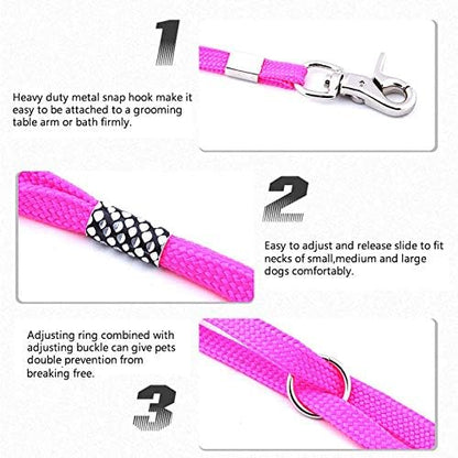 CLCK 4 Pack Pet Dog Grooming Loops - Nylon Restraint Noose Adjustable Fixed Dog Cat Safety Rope for Pet Grooming Table Bathtub Dog Bathing Supplies - 22 inches (4Pack)