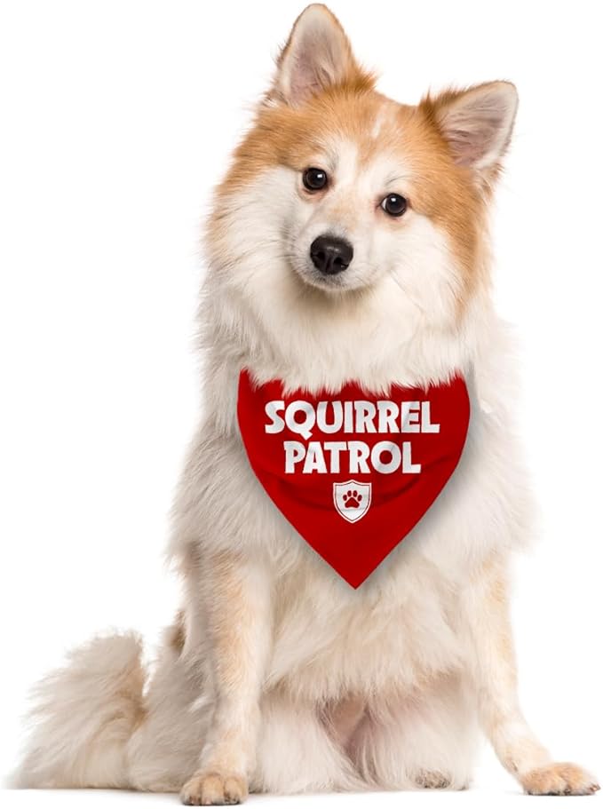 Squirrel Patrol Dog Bandana, Red Dog Bandana, Funny Cute Dog Bandana, Paw Patrol Dog Costume, Pet Dog Triangle Scarf, Dog Bandana for Small Medium Large Dogs, Gift for Dog Lover (D20)