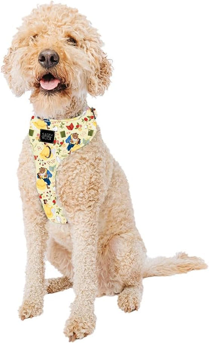 Sassy Woof Dog Adjustable Harness - Disney Princess Beauty and The Beast Belle - L, Breathable Mesh, No Pull Design with Two D-Rings, Ideal for Large Dogs - Officially Licensed