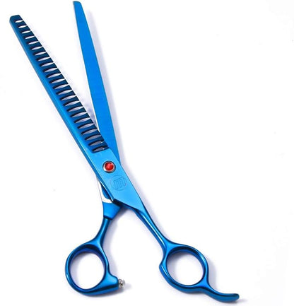 Professional Dog Scissors Set - 7/8 Inch Pet Grooming Shears, Chunkers, Curved and Thinning Scissors With Comb