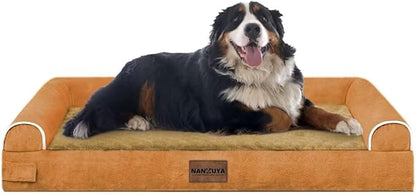 Large Dog Bed Orthopedic Washable: Jumbo Dog Bed Bolster Extra Large Dogs Egg Crate Foam Sofa Couch Waterproof Removable Cover - Orange
