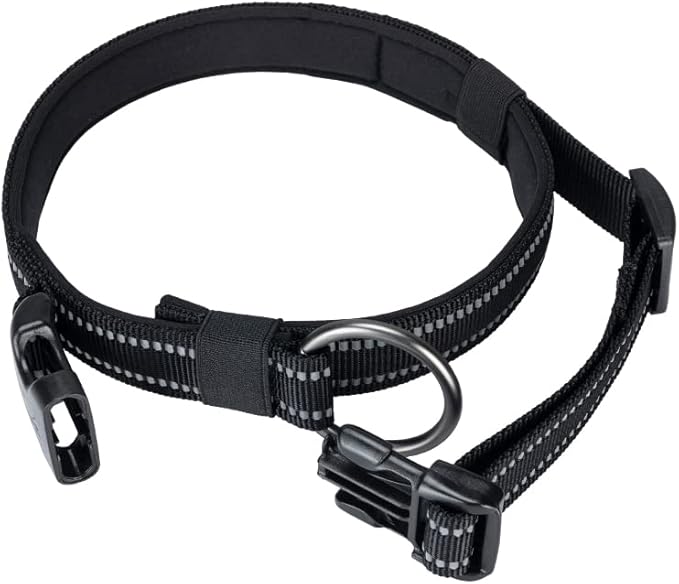 EXCELLENT ELITE SPANKER Reflective Dog Collar Classic Soft Padded Breathable Nylon Adjustable Pet Collar with Quick Release Buckle for Boy Girl Male Female Puppies Small Medium Large Dogs(Black-S)