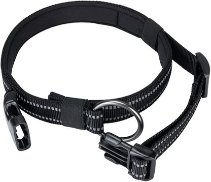 EXCELLENT ELITE SPANKER Reflective Dog Collar Classic Soft Padded Breathable Nylon Adjustable Pet Collar with Quick Release Buckle for Boy Girl Male Female Puppies Small Medium Large Dogs(Black-XL)